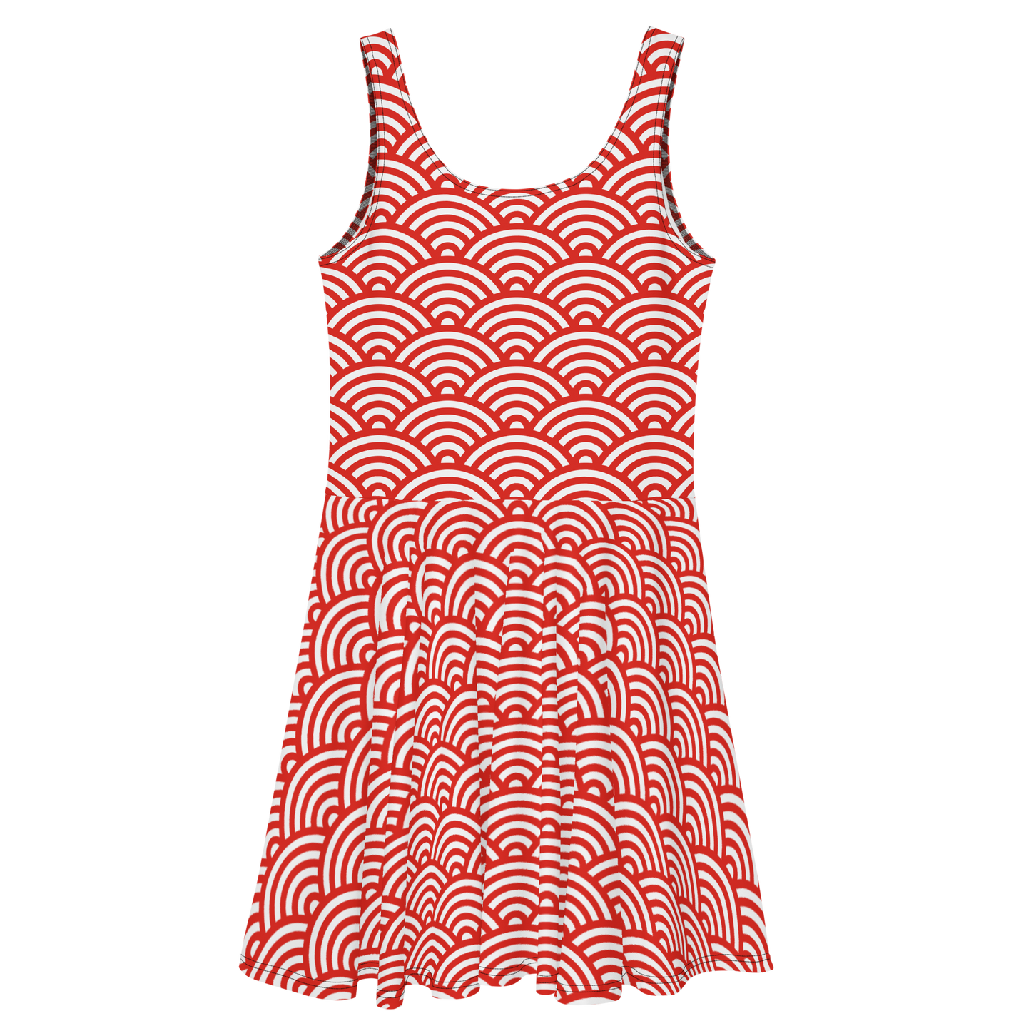 Arcs in Red and White Skater Dress