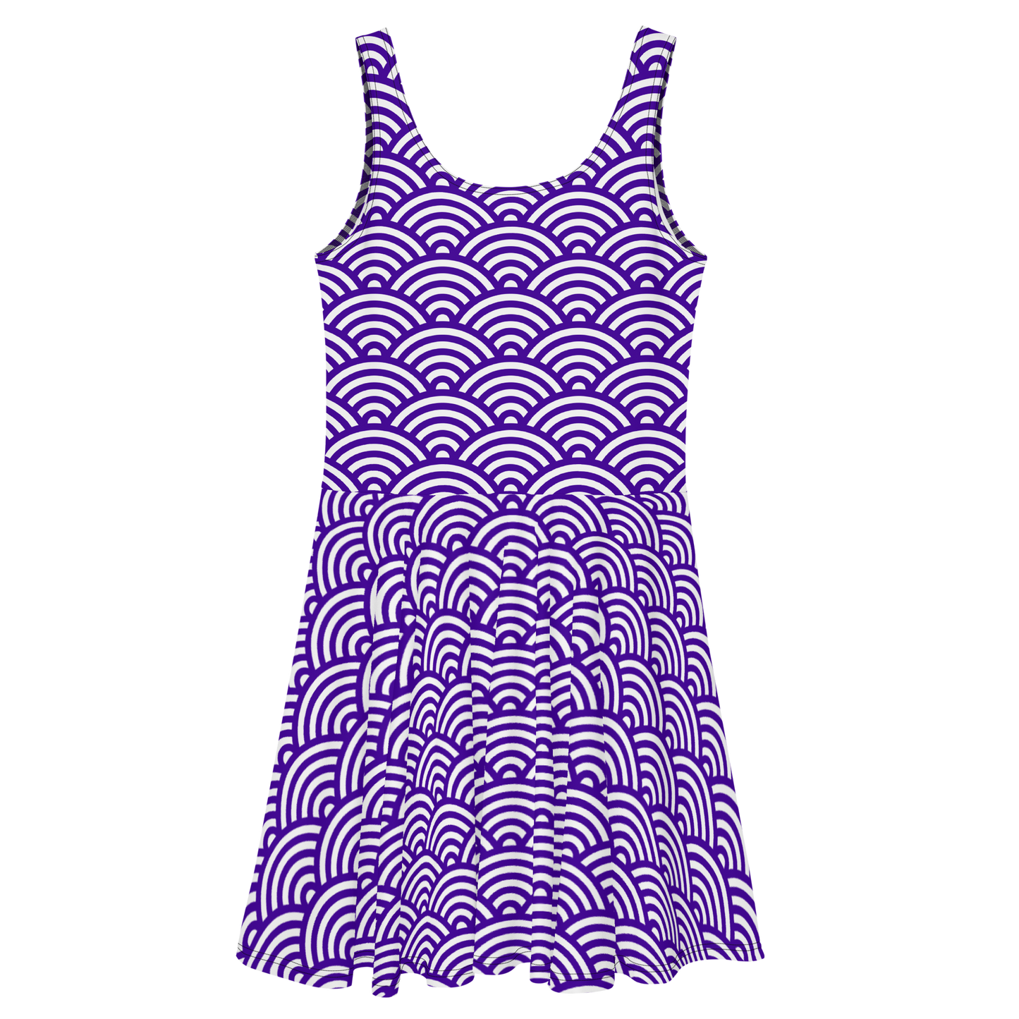 Arcs in Purple and White Skater Dress
