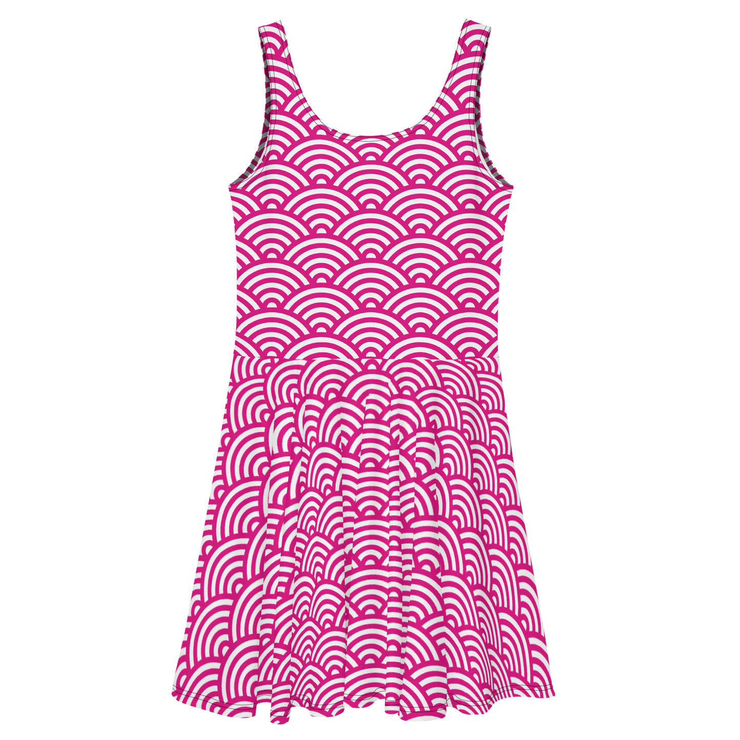 Arcs in Pink and White Skater Dress