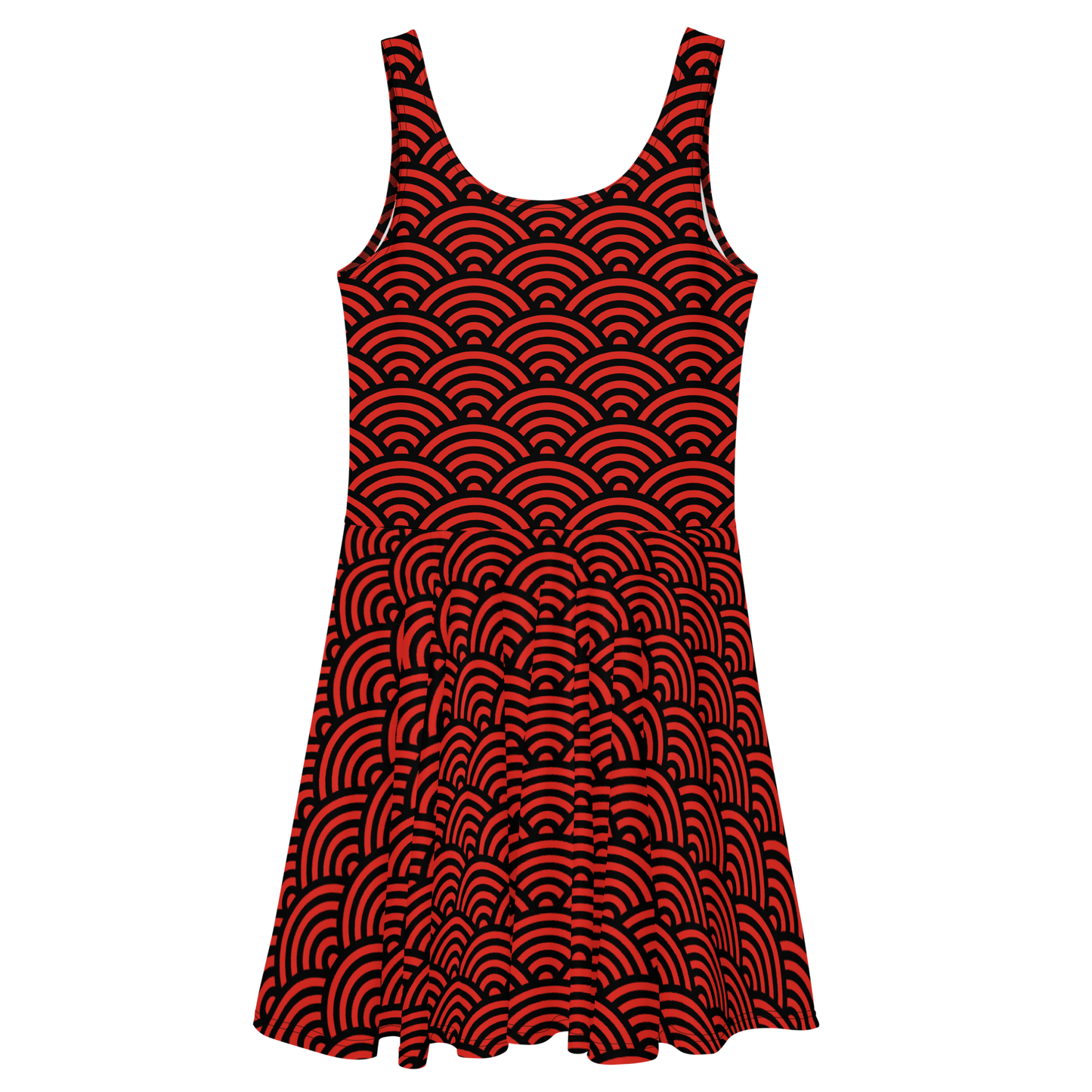 Arcs in Red and Black Skater Dress