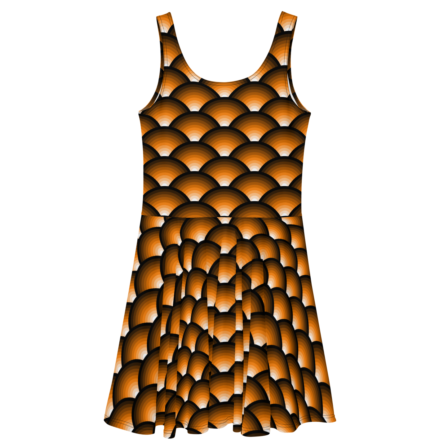 Arcs in Orange Skater Dress