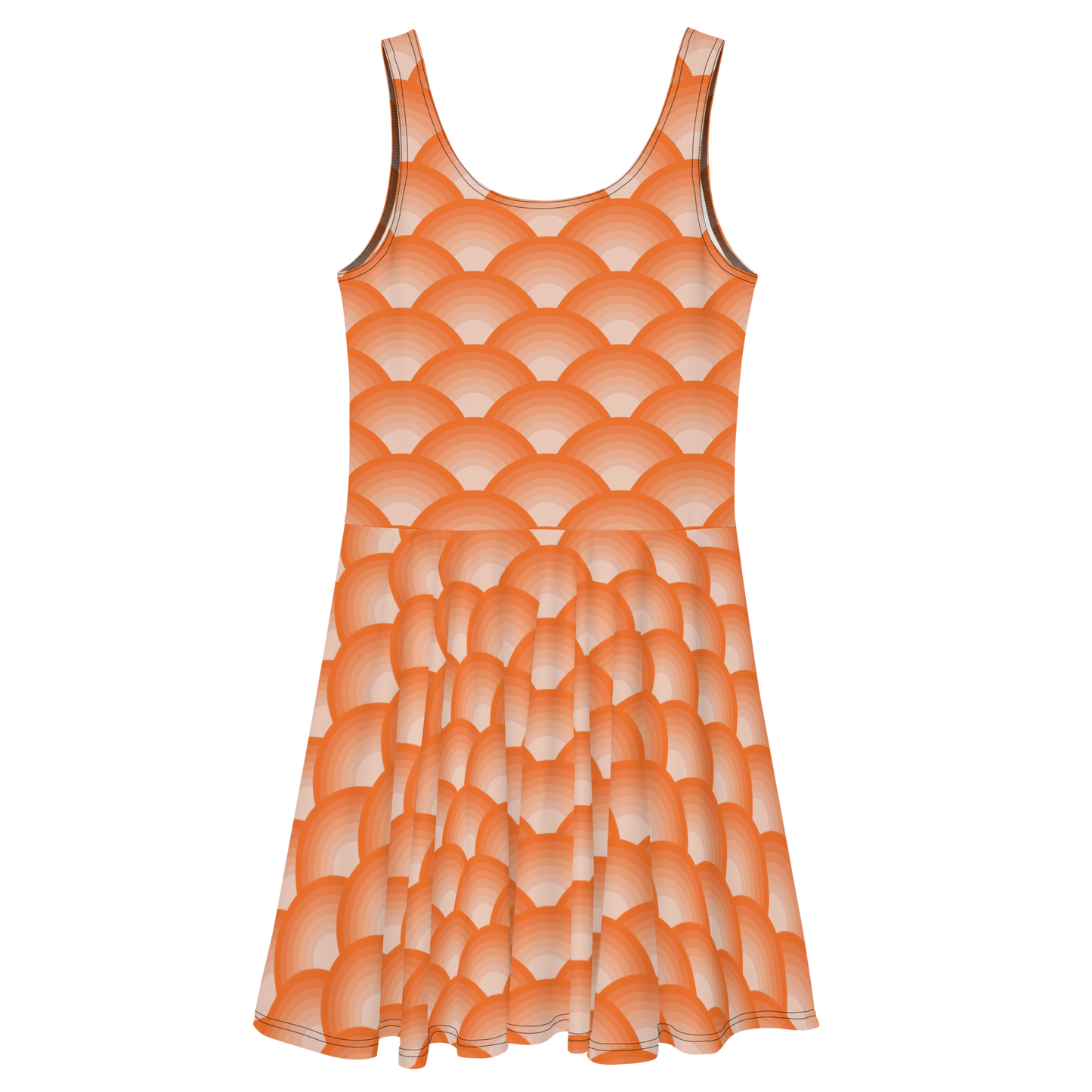 Pastel Arcs in Orange Skater Dress