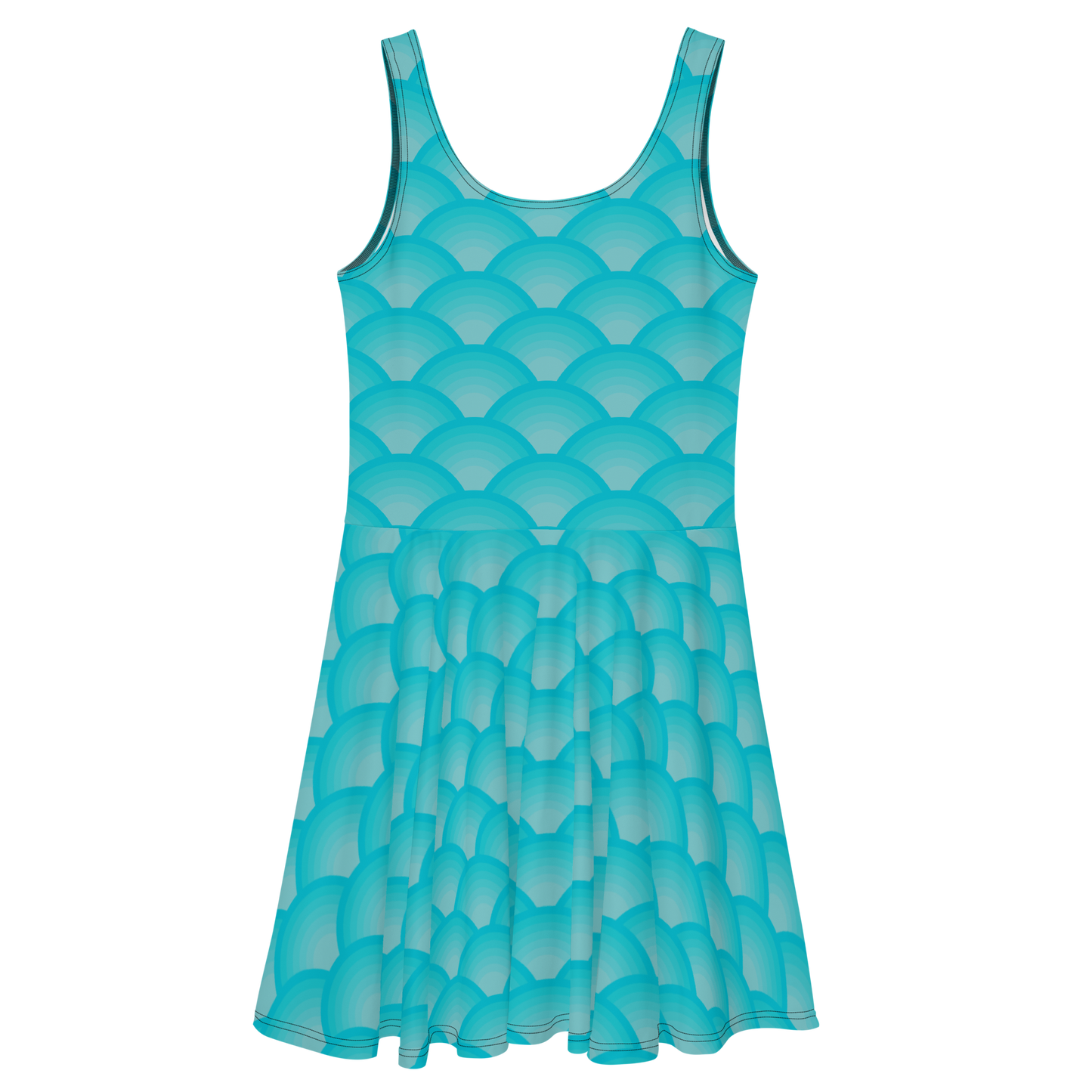 Pastel Arcs in Blue Skater Dress