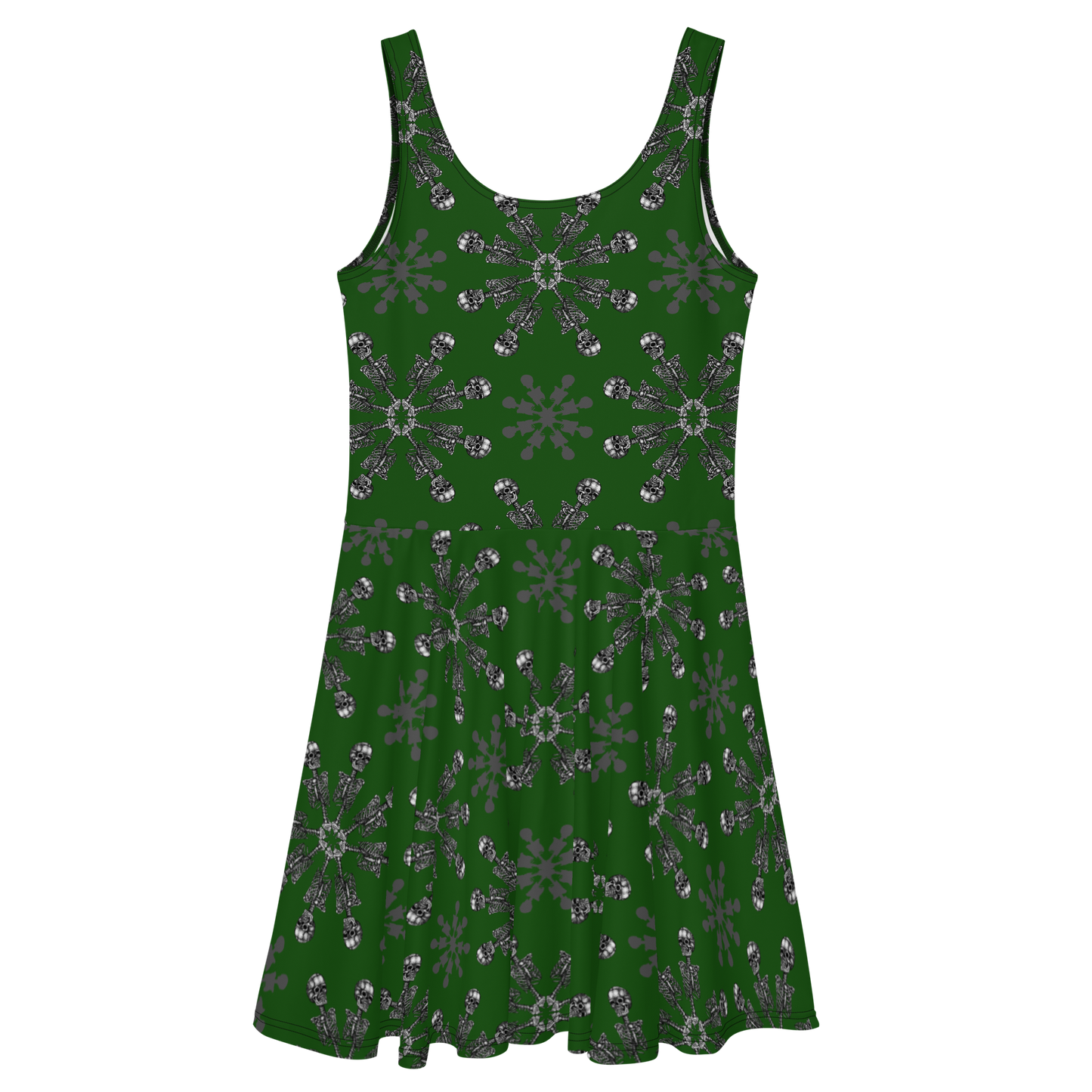 Bloomin Bones Green Skater Dress