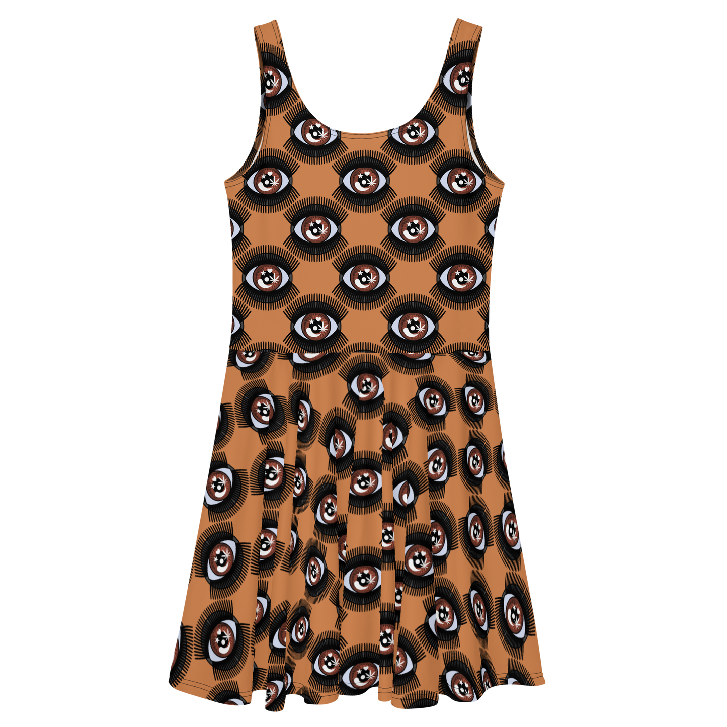 Bright Eye in Brown Skater Dress