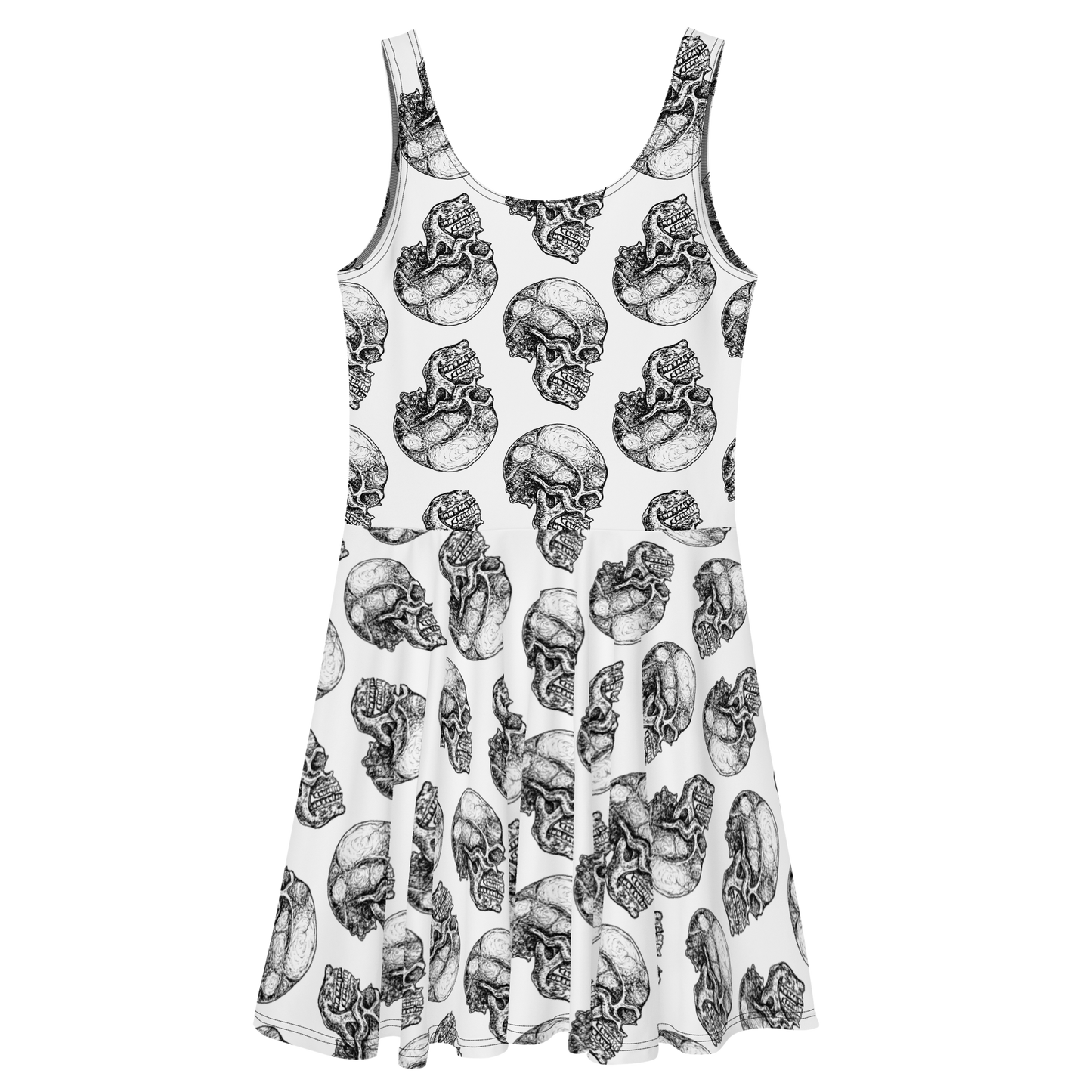 Skull in Profile White Skater Dress