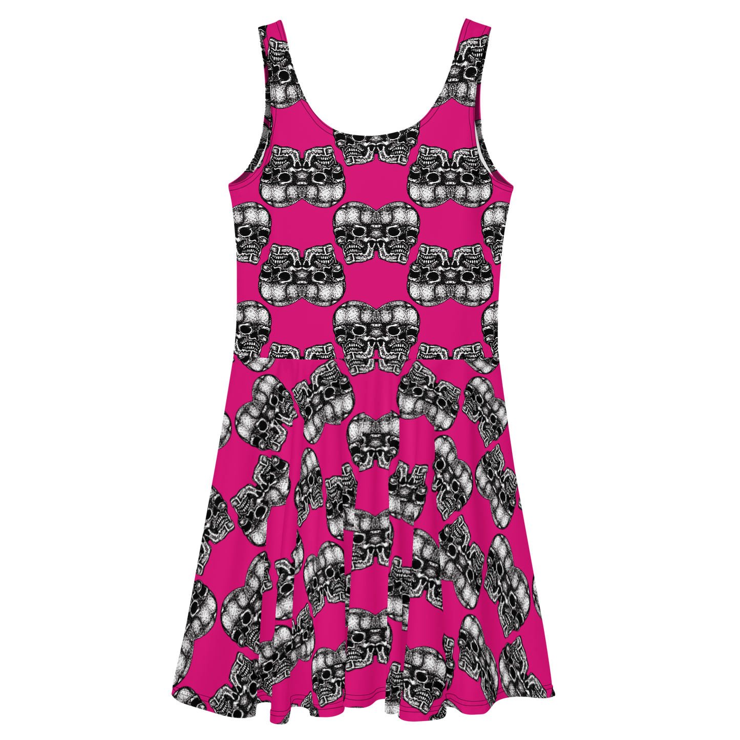 Double Skulls Pink Skater Dress