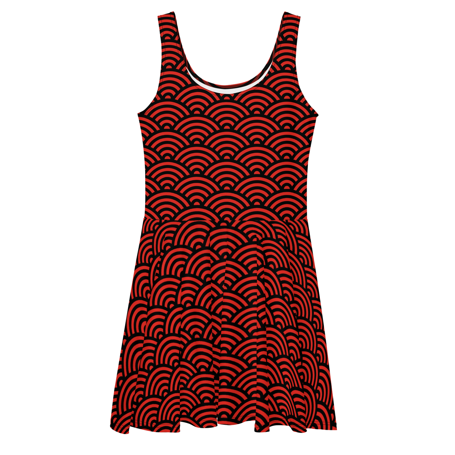 Arcs in Red and Black Skater Dress