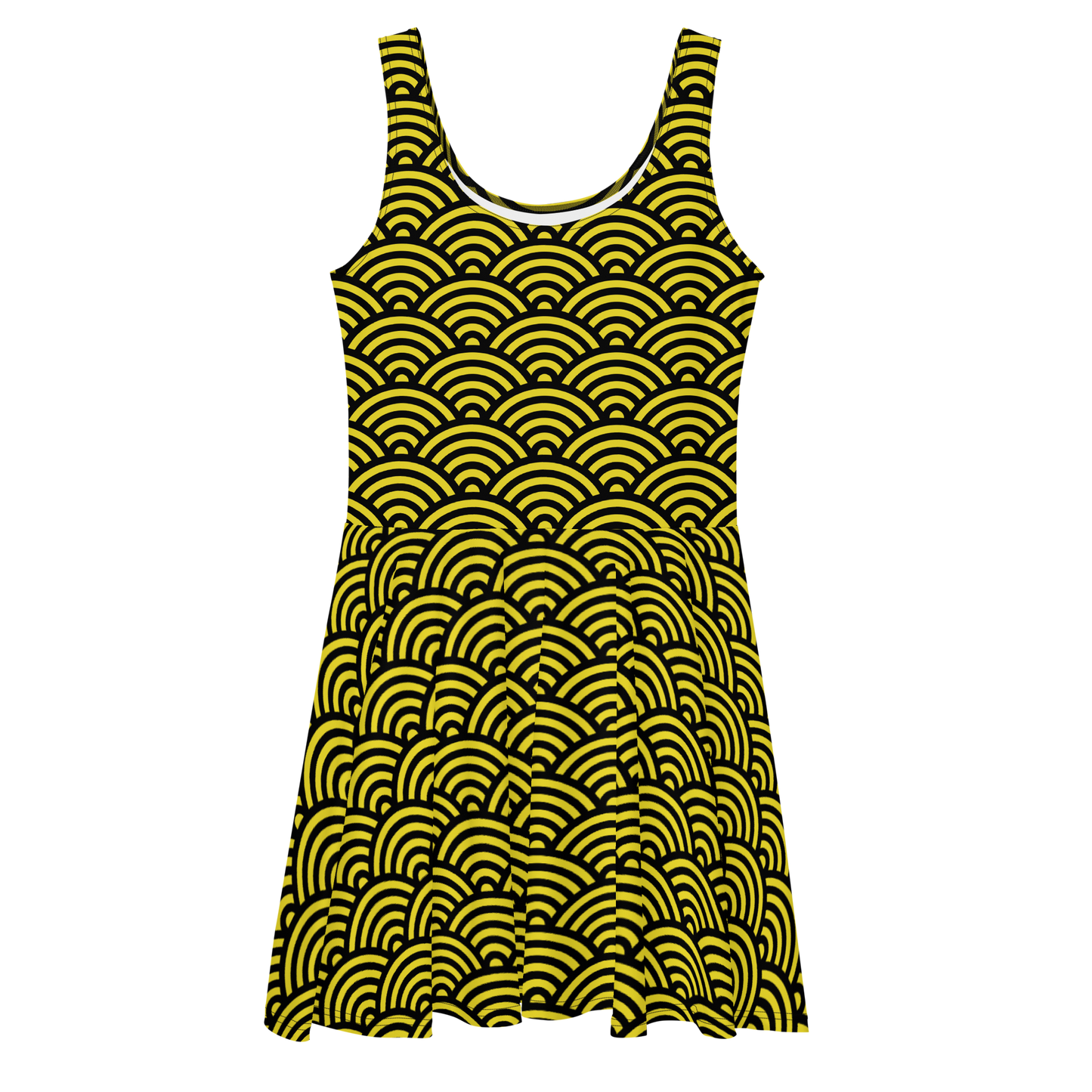 Arcs in Yellow and Black Skater Dress