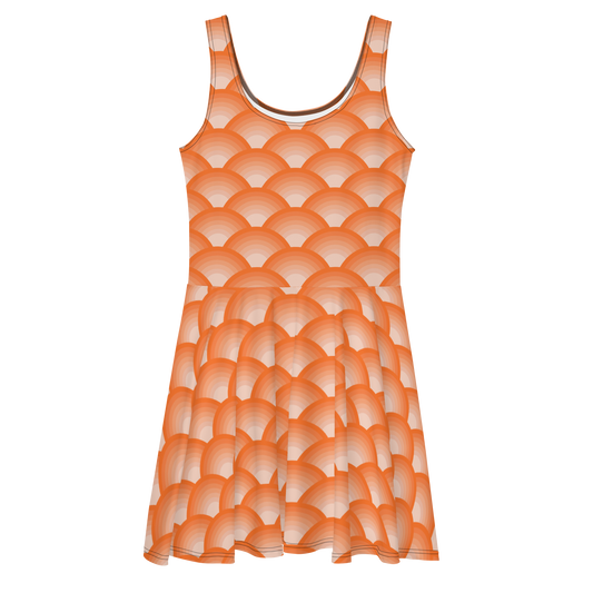 Pastel Arcs in Orange Skater Dress