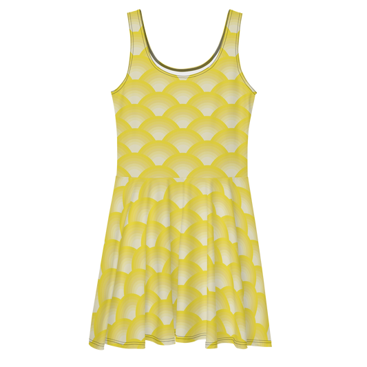 Pastel Arcs in Yellow Skater Dress