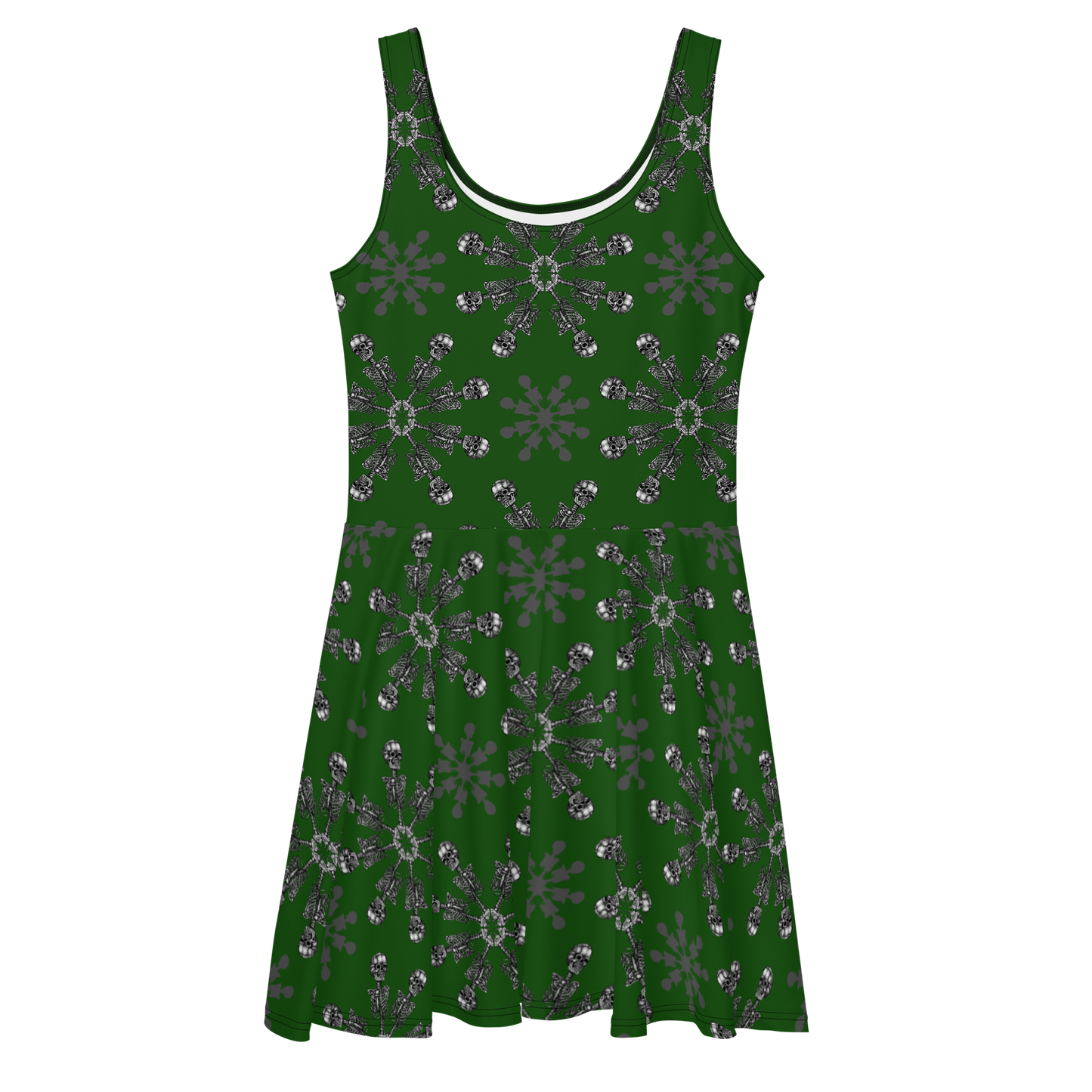 Bloomin Bones Green Skater Dress