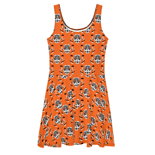 Masks Orange Skater Dress