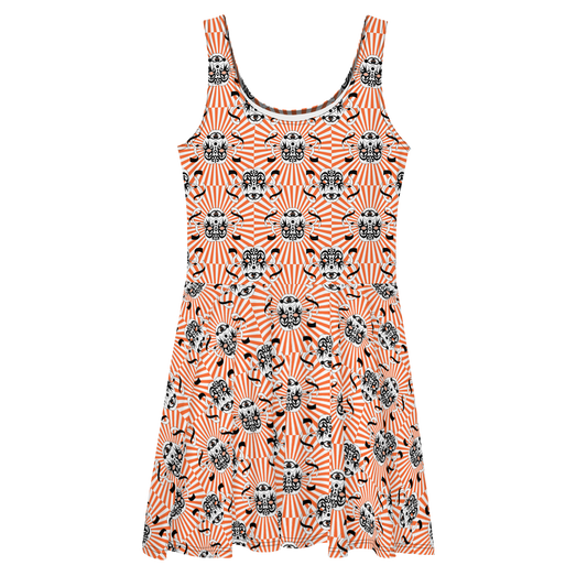 Masks Orange Starburst Skater Dress