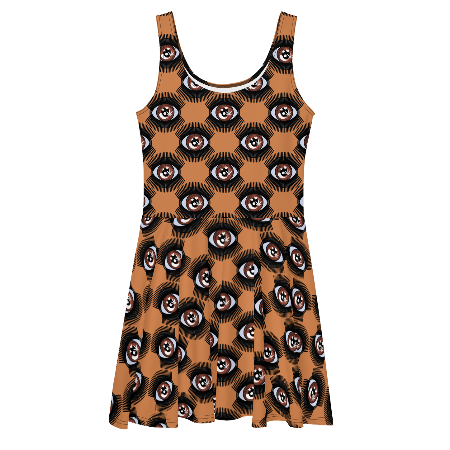 Bright Eye in Brown Skater Dress