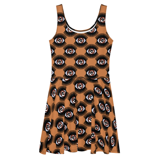 Bright Eye in Brown Skater Dress