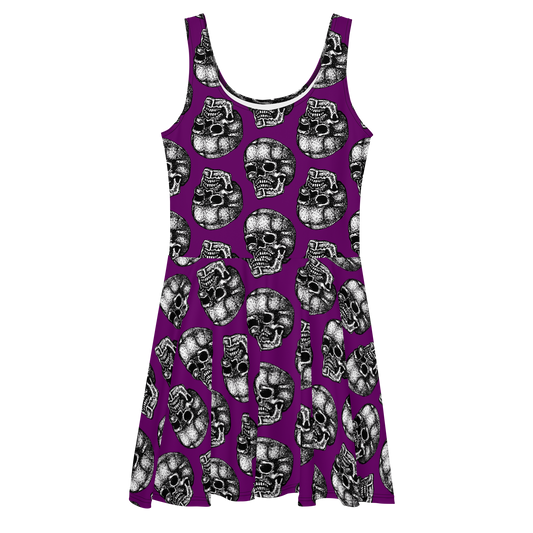 Skull Three Quarter Turn Violet Skater Dress