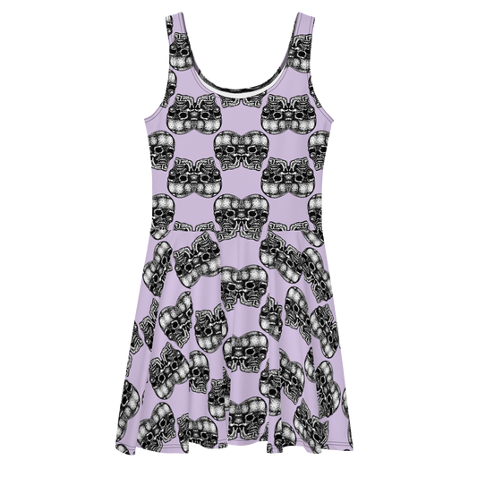 Double Skulls Lilac Skater Dress