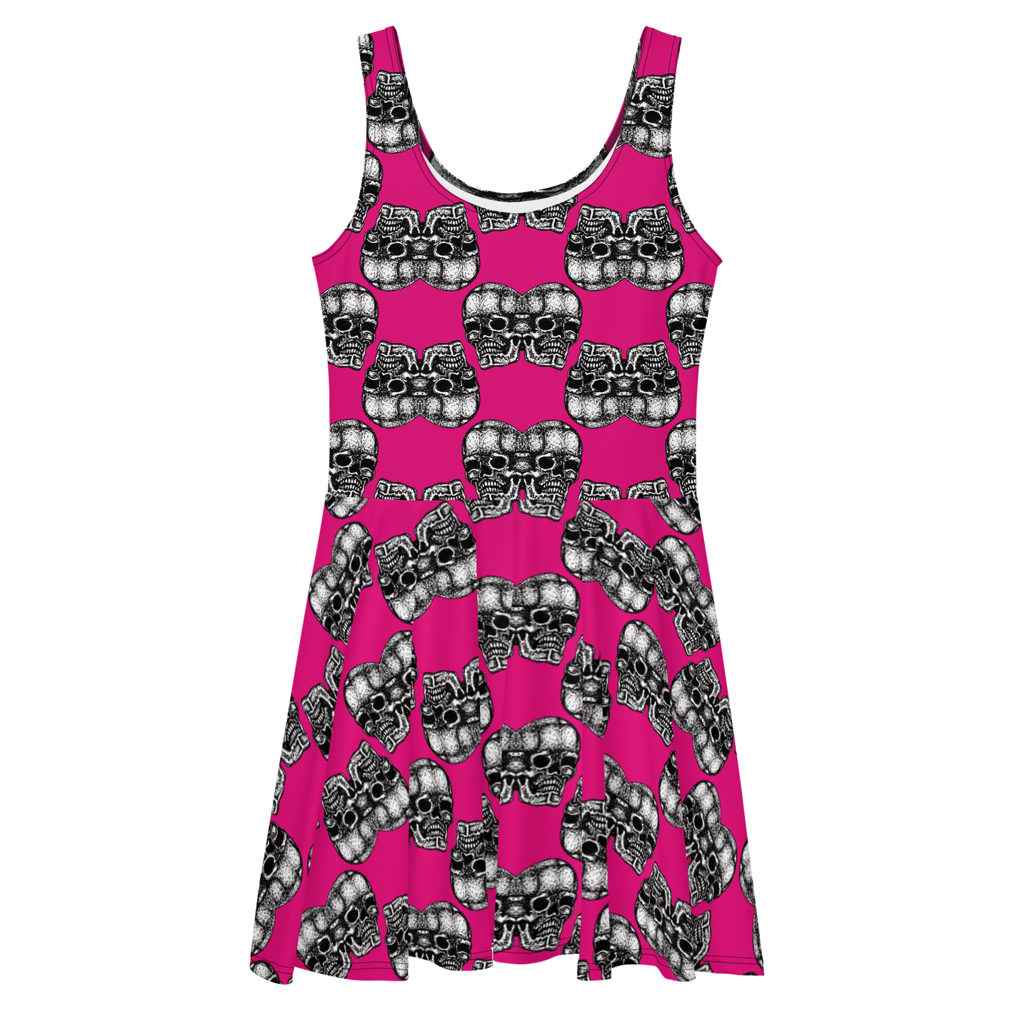 Double Skulls Pink Skater Dress